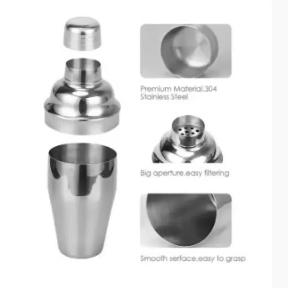 Premium Stainless Steel Cocktail Shaker Set with Wooden Stand – 14‑Piece Set